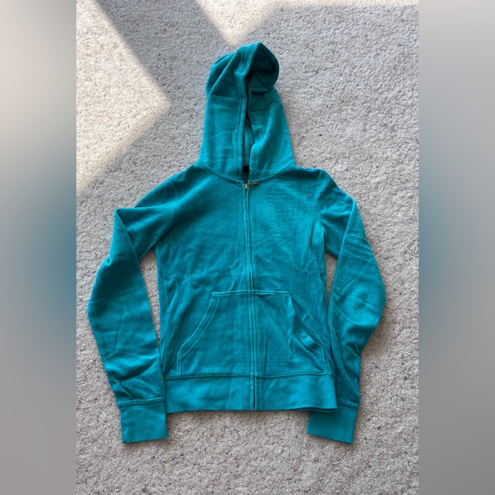 **SOLD** Juicy Couture Vibrant Blue Teal Velour Full zip Hoodie